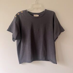 NWT NATION Los Angeles Short Sleeve Shirt Medium Grey Boxy Anthropologie